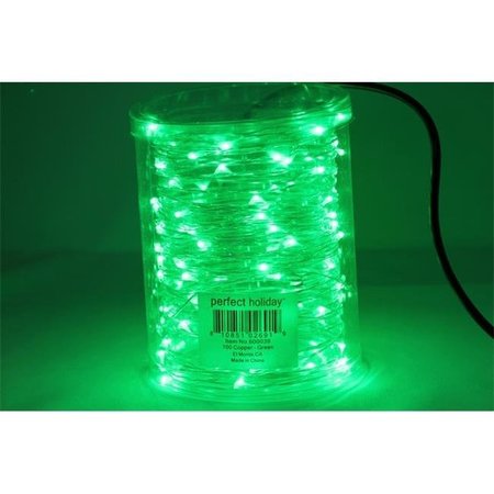 PERFECT HOLIDAY Perfect Holiday 600039 Battery Operated 100 LED Copper String Light - Green 600039